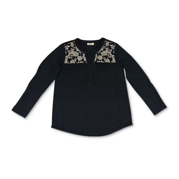 Style & Co Cotton Embroidered Top Deep Black S - Picture 1 of 1
